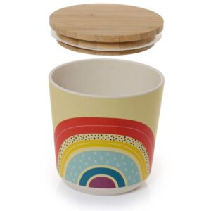 Small Bamboo rainbow storage jar with lid