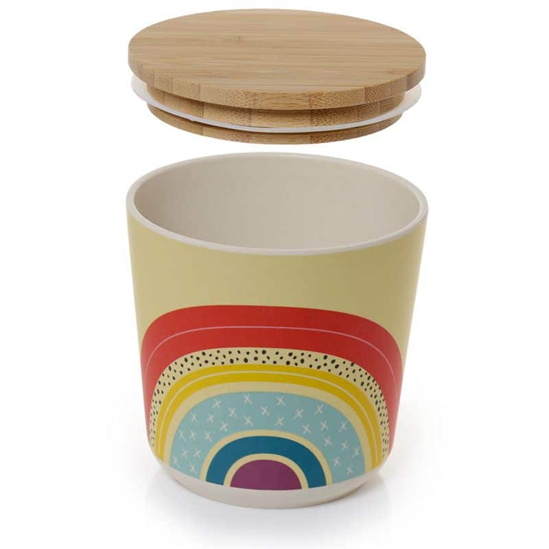 Small Bamboo rainbow storage jar with lid
