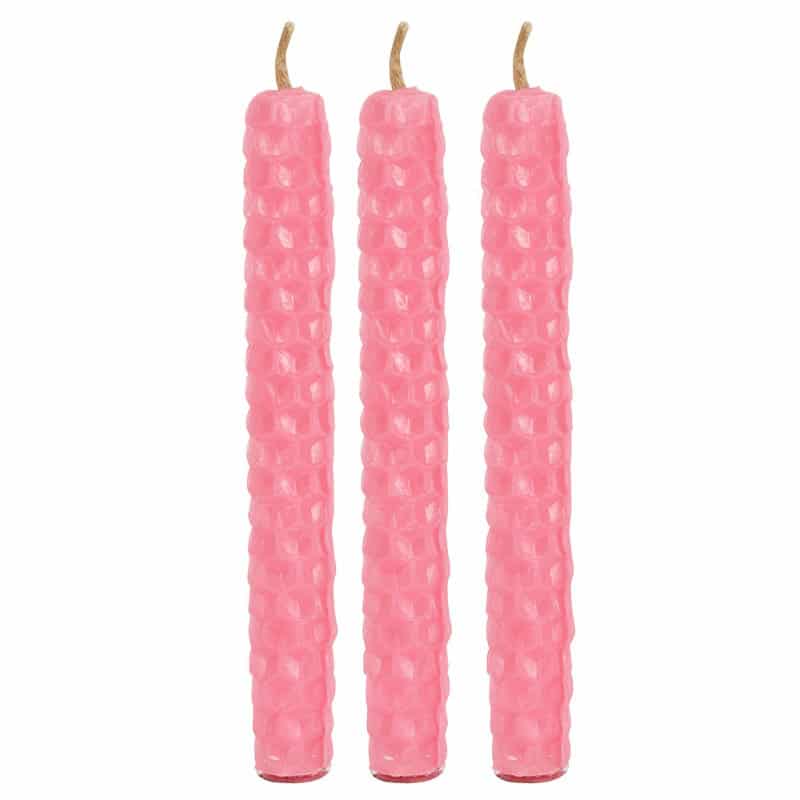 Pink Beeswax Candles Small- Pack of 6