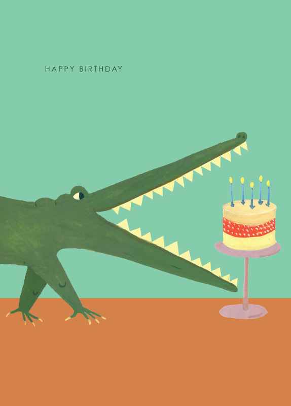 Crocodile Birthday Cake Greeting Card