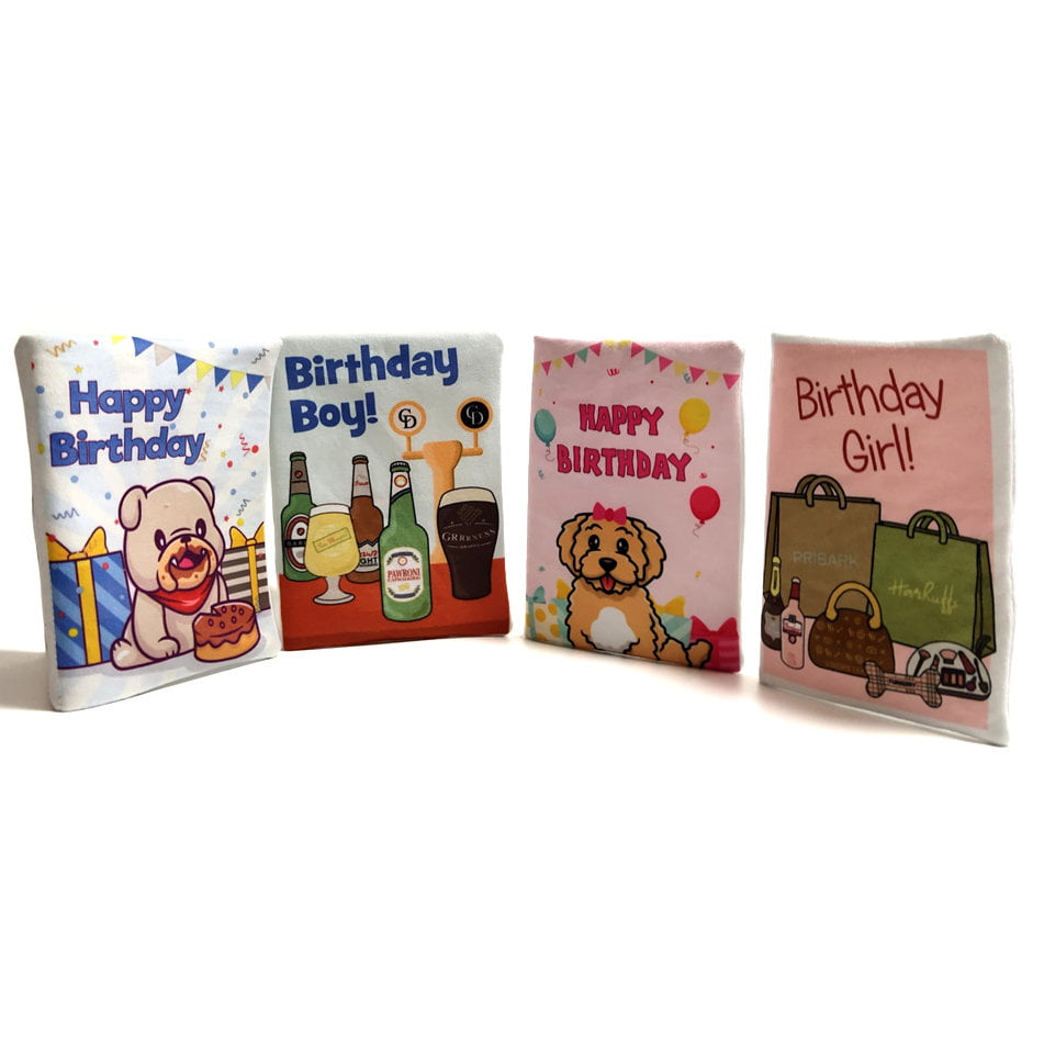 Dog Birthday Card Blue Drinks