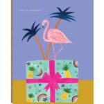 Flamingo on Present Greeting Card