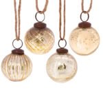 Gold Crackle Glass Bauble Set of 4