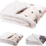 Cosy Fluffy Star Blanket - Grey with cream stars