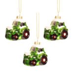 Tractor Shaped Bauble Set of 3
