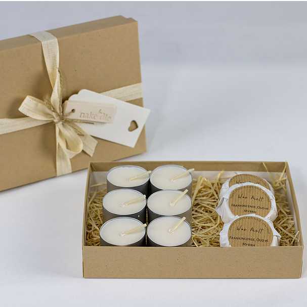 natural scented wax melt & tea light gift set. - Image 2