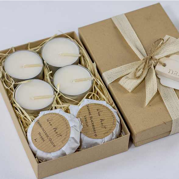 100% natural wax melt & tea light gift set
