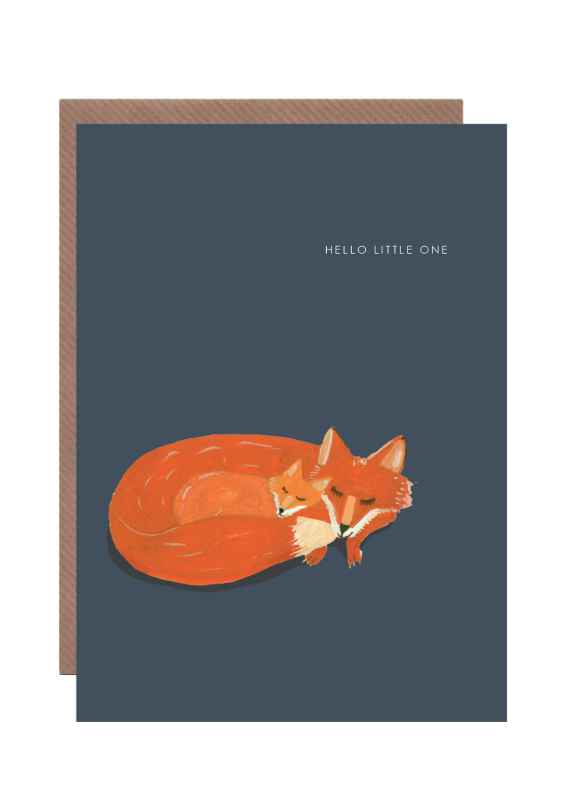 Fox and cub new baby card