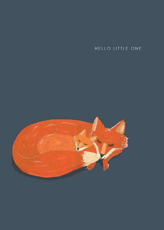 Fox and cub baby card