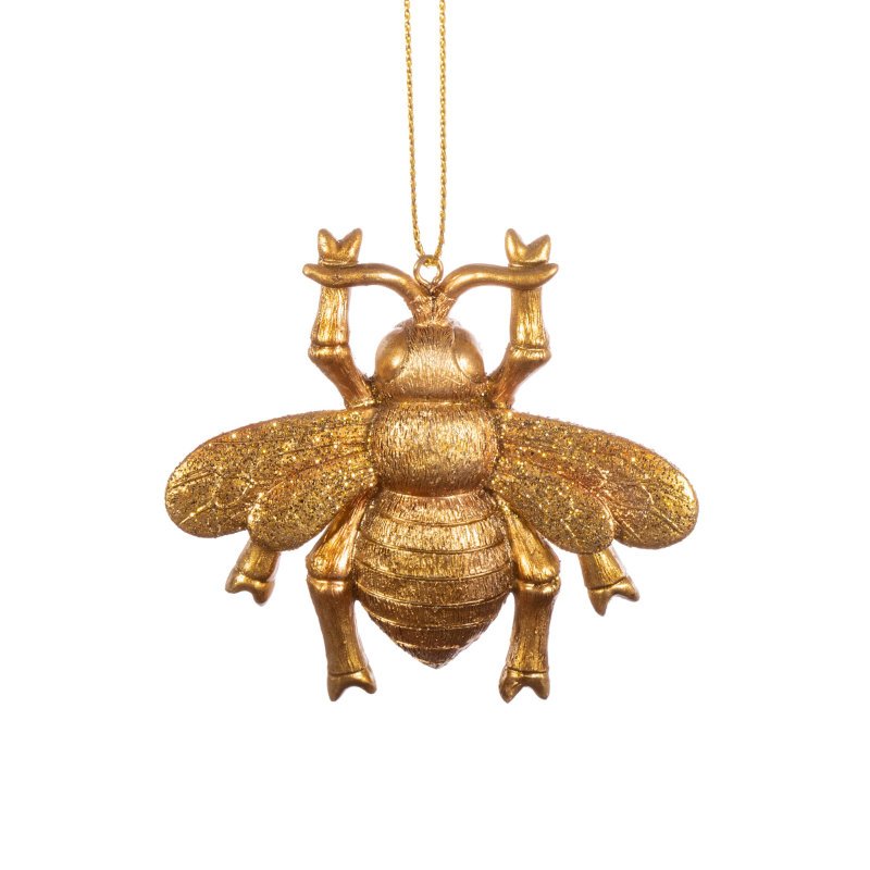 Golden bee on white background