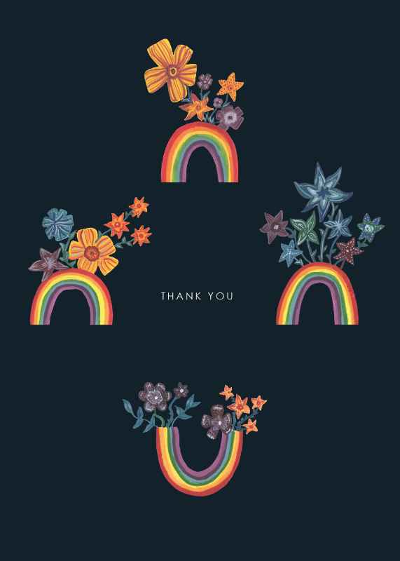 Rainbow thank you greeting card