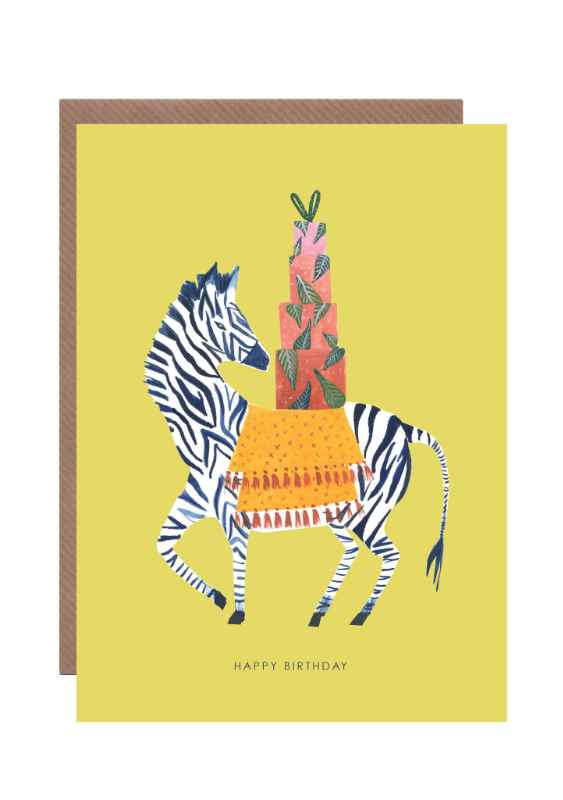 Zebra with presents greeting card