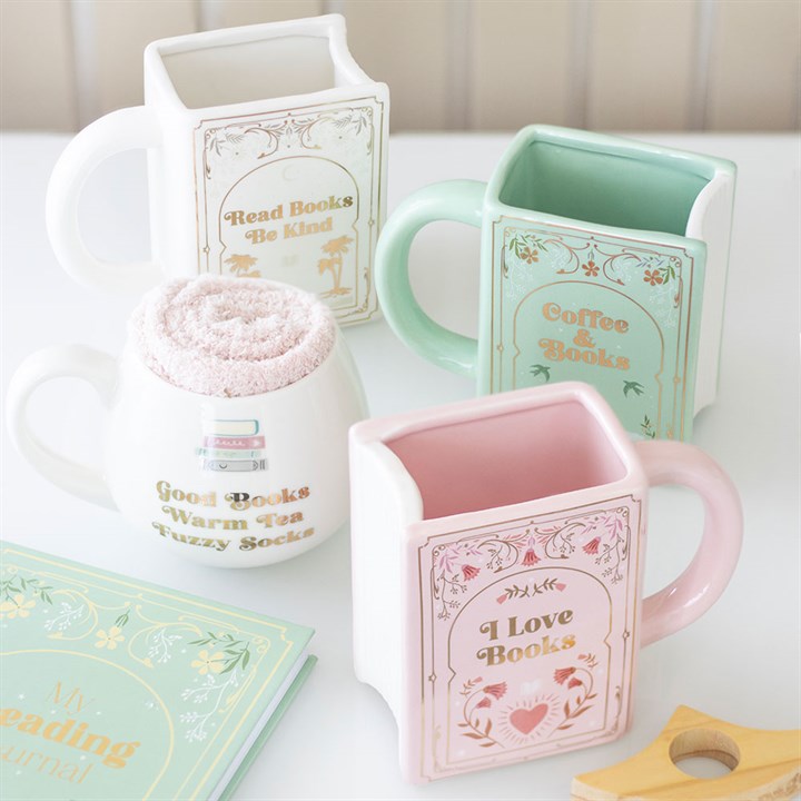 Read Books Be Kind White Book Shaped Mug - Image 5