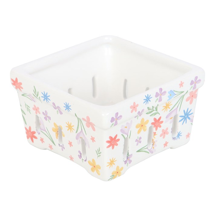 Spring Floral Print Ceramic Berry Basket - Image 2