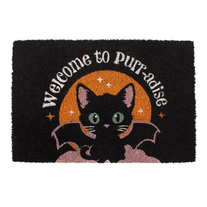 Black Welcome to Purr-adise Cat Doormat - Image 2