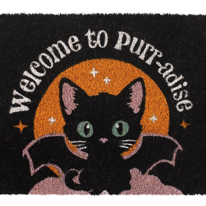 Black Welcome to Purr-adise Cat Doormat - Image 3