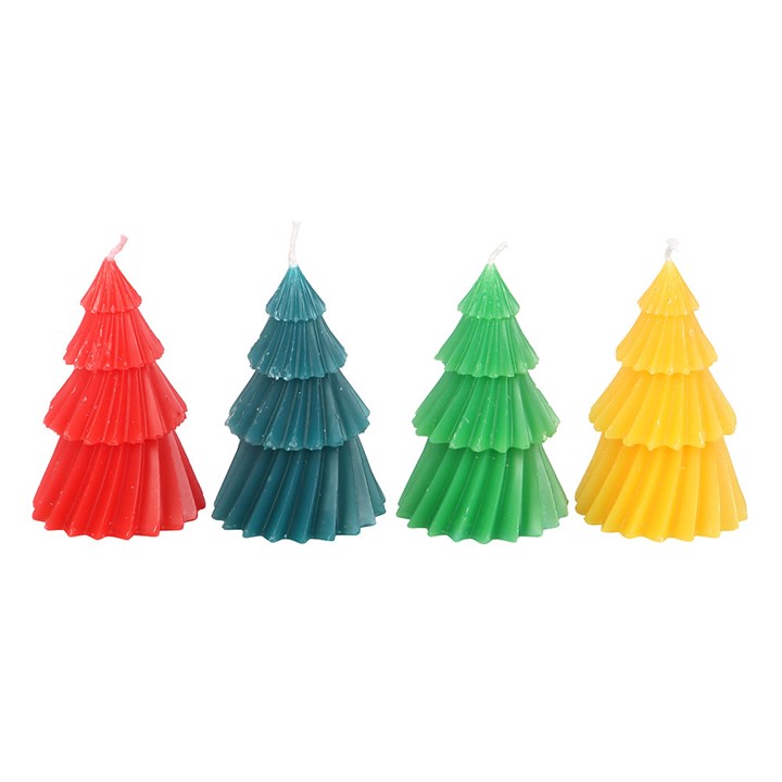 Set of 4 Colourful Christmas Tree Candles - Image 2