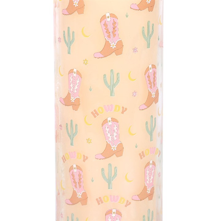 Howdy Cowboy Boot Print Floral Tube Candle - Image 3