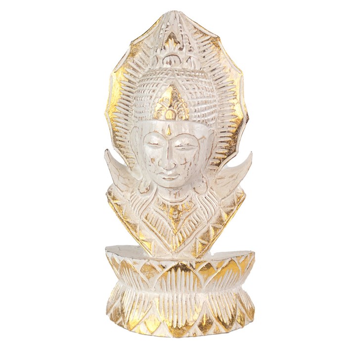 Whitewashed Albasia Wood Thai Buddha