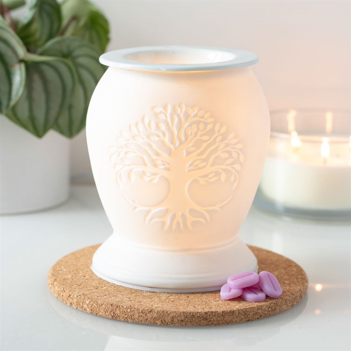 Tree of Life White Ceramic Electric Wax Warmer