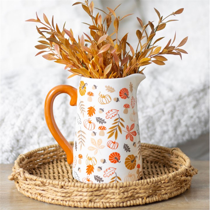 Autumn Leaves and Pumpkins Ceramic Flower Jug - Image 5