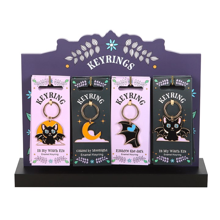 Set of 24 Cute and Creepy Keyrings on Display - Image 2