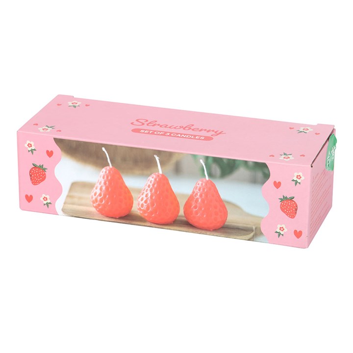 Set of 3 Strawberry Shaped Candles - Image 4