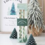 Set of 3 White Fir Tree Taper Candles