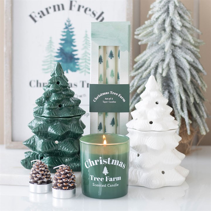 Set of 3 White Fir Tree Taper Candles - Image 5